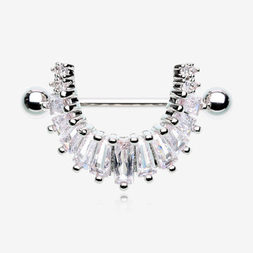 A Pair of Brilliant Maya Goddess Sparkle Dangle Nipple Shield-Clear Gem